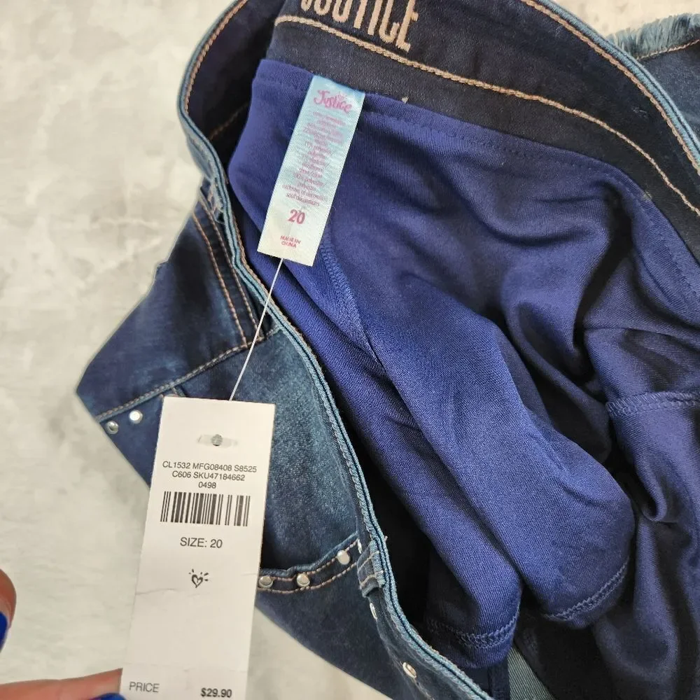 3/$25 Justice Girls Studded Denim Skort Skirt Blue Size 20 NWT